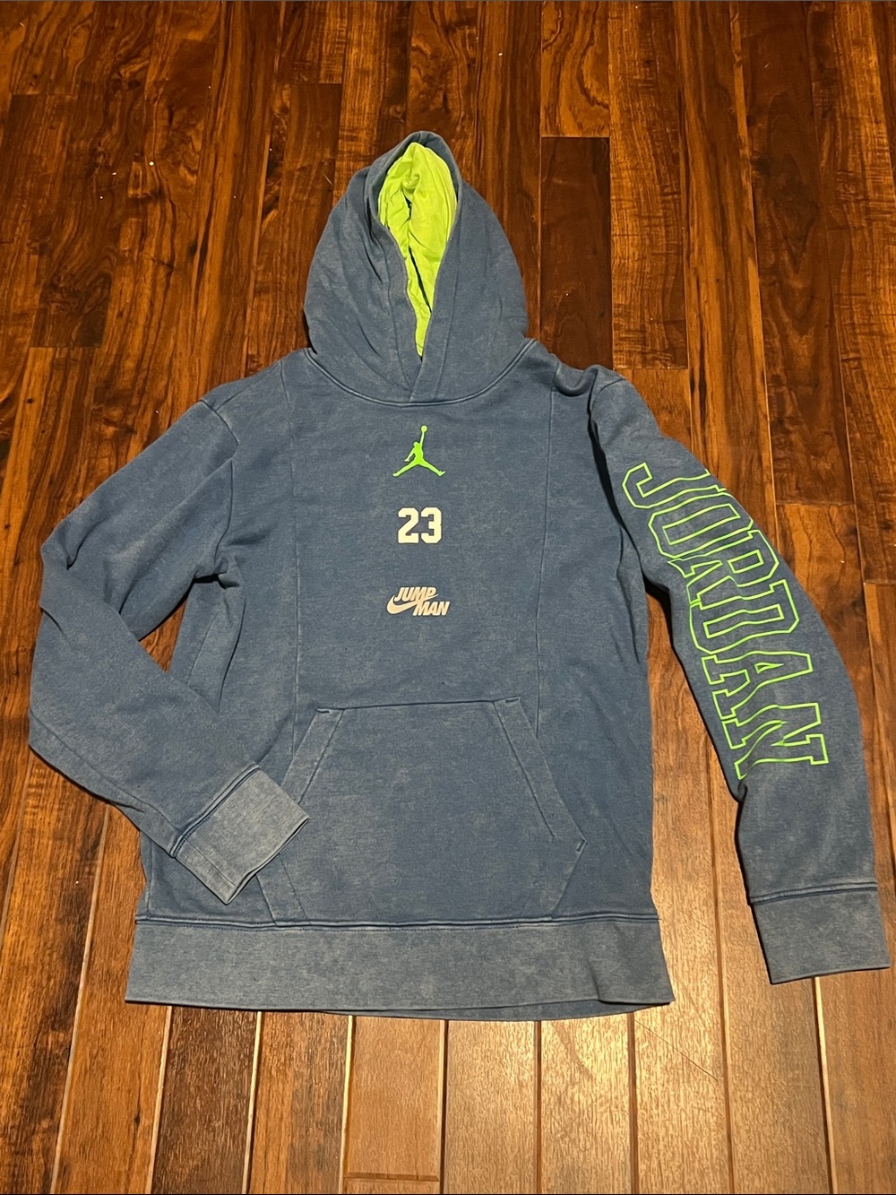 Jordan Pullover Hoodie - Blue with Neon Green Accents